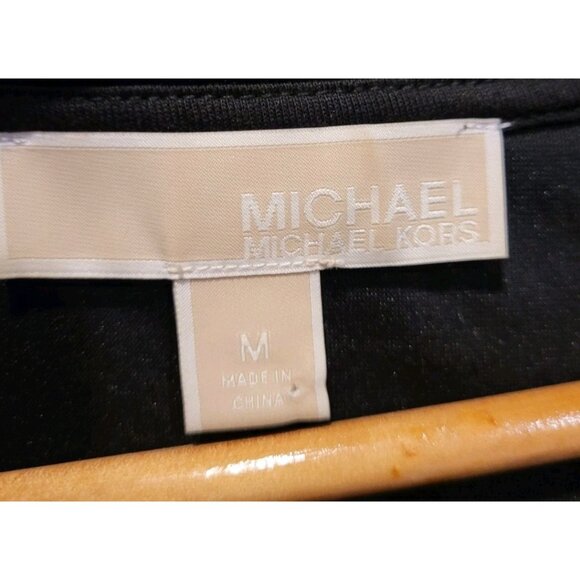 Black Stretch Velvet Long Sleeve Pencil Midi Dress Goth Witchy Michael Kors Sz M - Picture 5 of 7